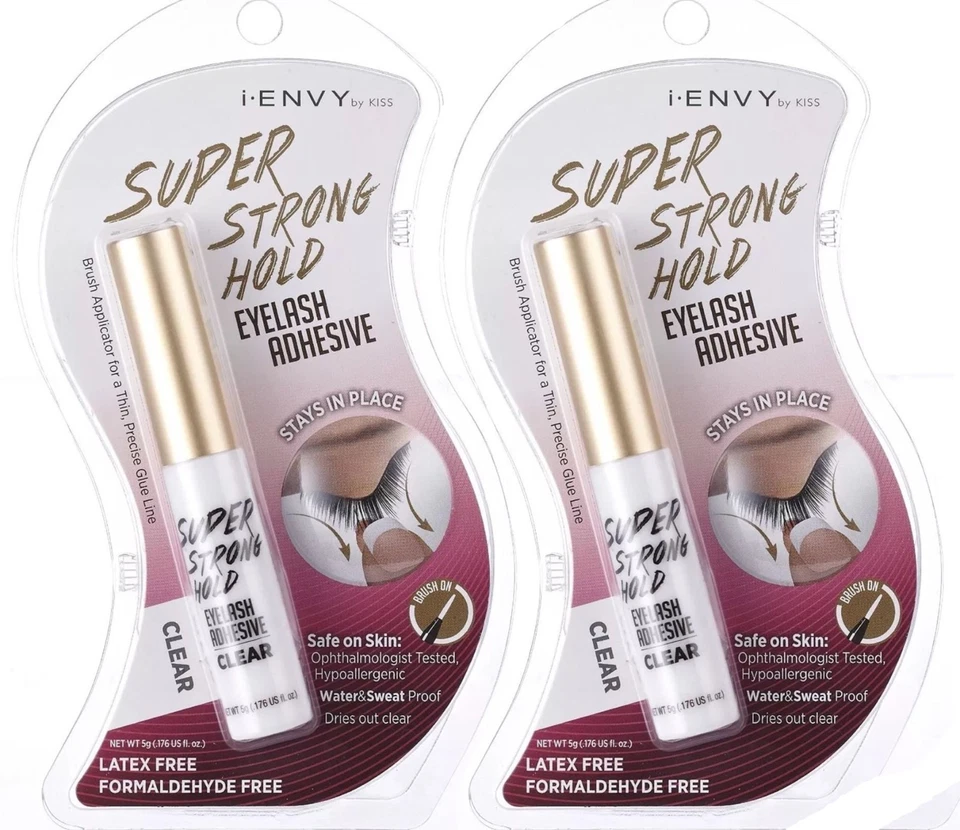 2PACK x I ENVY by KISS SUPER STRONG HOLD EYELASH ADHESIVE GLUE CLEAR KPEG06 - Image 1 of 1