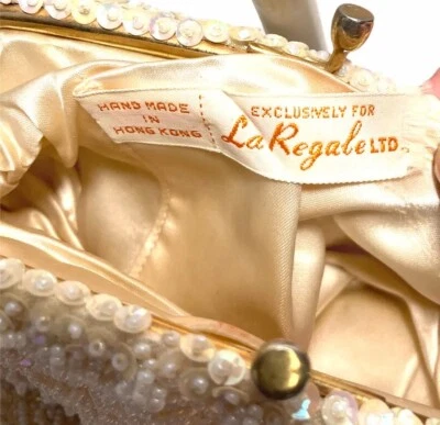 Bolso de Mano Cartera con Cuentas La Regale Años 50 DE COLECCIÓN Cierre Hecho en Hong Kong MCM Retro Foto 1 de 4