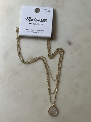 Madewell Three Pack Mother of Pearl Necklace Set in Vintage Gold Tone - Image 1 of 4