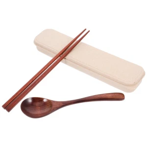 Wooden Spoon Chopsticks Tableware Set Customizable Dinosaur Travel - Picture 1 of 12