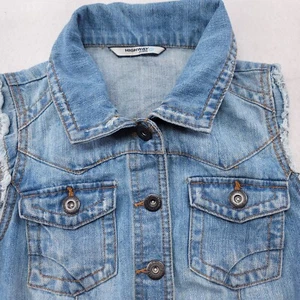 Highway Casual Button Up Sleeveless Denim Vest Girls Size Medium M Blue - Picture 1 of 10