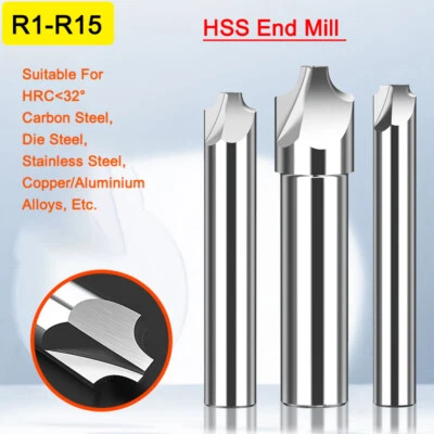 HSS Corner Rounding End Mill R1-R15 Radius Milling Cutter CNC Router Bits Tools - Image 1 of 4