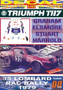 DECAL TRIUMPH  TR7 V8 GRAHAM ELSMORE RAC R. 1979 16th (06) - Picture 1 of 1