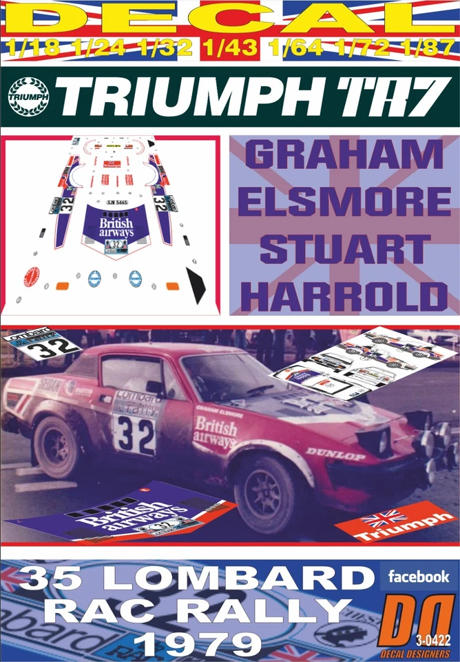 DECAL TRIUMPH  TR7 V8 GRAHAM ELSMORE RAC R. 1979 16th (06) - Image 1 of 1
