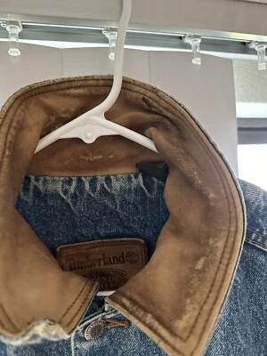 Chaqueta vaquera vintage años 90 Timberland Weathergear de mezclilla camionero talla XL cuero Foto 1 de 2