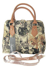 Tapestry Multi Cat design Expandable Convertable Hand or Shoulder Bag -Signare