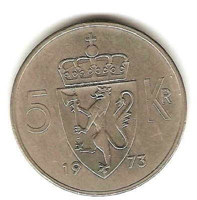1973 NORWAY Coin 5 KRONER  - Image 1 of 2