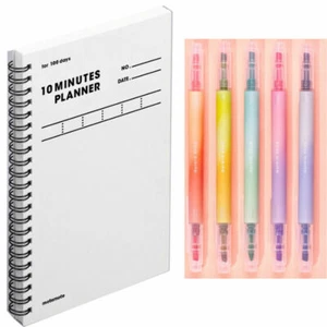 MOTEMOTE 10 Minutes Planner 100 DAYS + Aurora Stick 10 Color Highlighter SET W - Picture 1 of 10