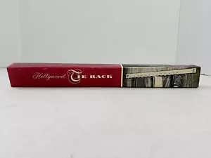 NOS Hollywood Tie Rack Vintage Gold Tone Chrome Wall Mount 14 Hooks NEW Open Box - Picture 1 of 8
