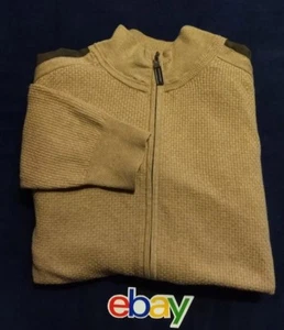 NEW TASSO ELBA LIGHT BROWN LARGE FAUX SUEDE FULL ZIP JACKET MOCK NECK SWEATER - Picture 1 of 4
