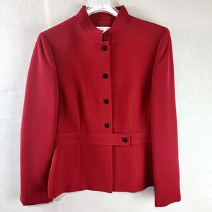 Giacca blazer Tahari rosso collo mandarino taglia 10P vita strutturata plissettata - Foto 1 di 8