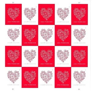 LOVE RED HEART & WHITE HEART SWEETHEARTS US 4955-4956 FOREVER STAMP - Picture 1 of 3