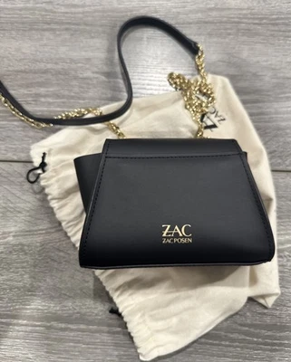Zac Posen Black Crossbody Eartha Iconic Mini Leather Black Gold Chain Strap Bag - Image 1 of 4