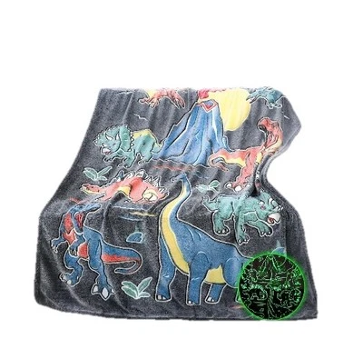 40”x 50” Glow In The Dark DINOSAURS Fossils KIDS CHILD BABY Throw Blanket New - Image 1 of 4