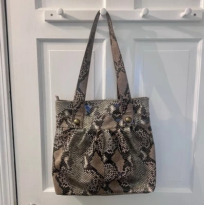Style & Co  Shoulder Purse Tote Bag Python Snakeskin Print Brass Buttons Vegan - Image 1 of 4