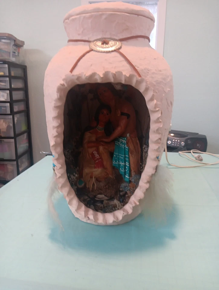 Vative Lamp With Native Statue In Lamp 17in Tall 7 In Wide - Image 1 of 4