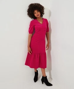 Joe Browns Women's Puff Sleeve Vintage Cord Midi Dress - Picture 1 of 7