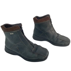 Rohde Black/Brown Leather Front-Zip Ankle Booties Women’s Size 4.5 Preowned - Picture 1 of 6