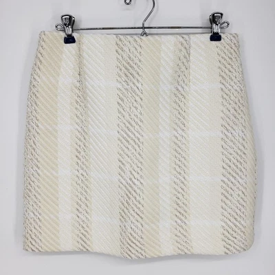 Minifalda para mujer H&M de tweed texturizado línea A talla S beige invierno blanco crema Foto 1 de 4