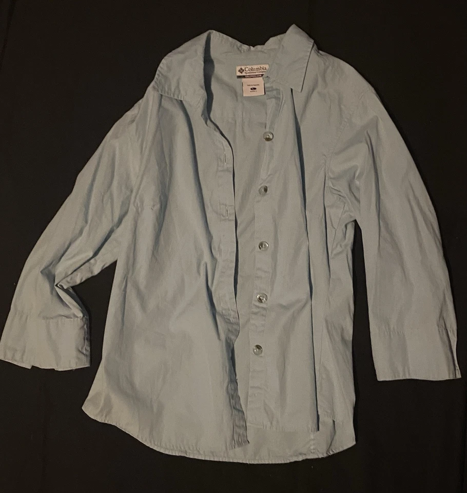 Blusa para mujer Columbia azul convertible manga omni tono ventilada talla grande Foto 1 de 3