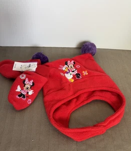 Disney Minnie Mouse & Daisy Beanie Hat Kids Pom Pom Girls Gloves Winter Gift Set - Picture 1 of 4