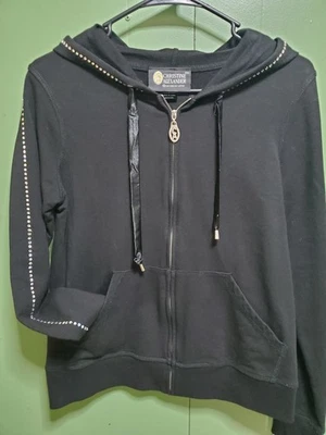 Christine Alexander Sudadera con Capucha Negra Mujer Mediana Negra Estrás Cristales Foto 1 de 4