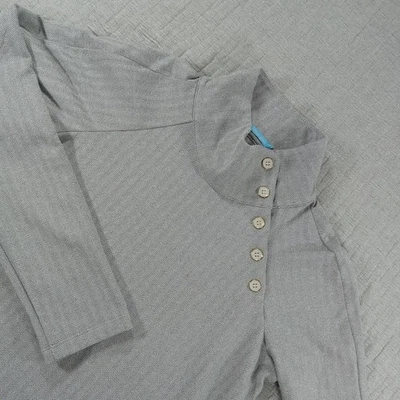 J.McLaughlin Sweater Womens Small Beige Mock Neck Button Tunic Herringbone - Image 1 of 4