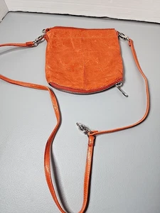 Hobo International Orange soft Leather Purse crossbody Bag Bottom Pocket  - Picture 1 of 7
