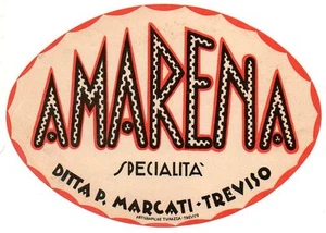 AMARENA ETICHETTA DISTILLERIA MARCATI TREVISO FABBRICA LIQUORI SCIROPPI - Foto 1 di 1