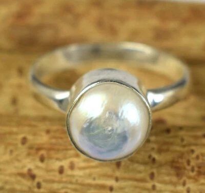 Anillo para hombre 11,65 quilates natural redondo blanco de perlas del Mar del Sur de Tahití gemas VER VDO Foto 1 de 4