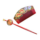 Japanese Kanzashi Kimono Hair Ornament Hairpin Set of 2 Red Vintage Antique