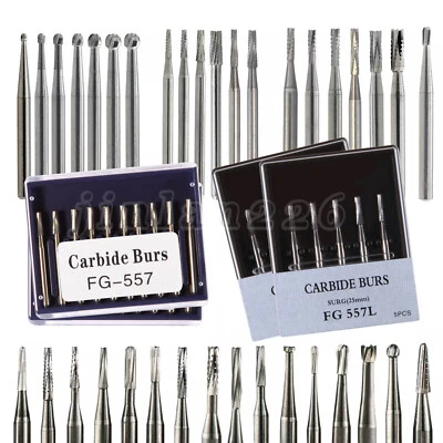 Fresas quirúrgicas dentales Fresas de carburo largas 25mm 557 557L FG 4 6 330 Alta velocidad /19mm Foto 1 de 3