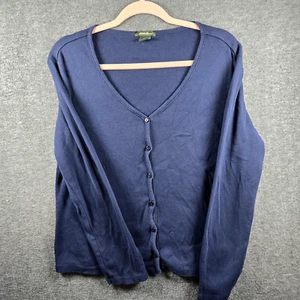 Eddie Bauer Women M Blue Cardigan Button Down V Neckline Cozy Comfy Lightweight - Picture 1 of 11
