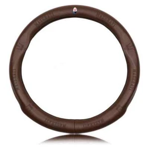 Car Pinhole Steering Wheel Cover Genuine Leather For Maserati Coffee Universal - Picture 1 of 2