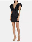 Mini robe Alexandre Vauthier noire satinée à volants neuve avec étiquettes taille 38 2 470 $
