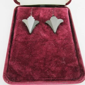 Nice Unusual Pair Of 9ct Gold & Jet Earrings - Picture 1 of 3