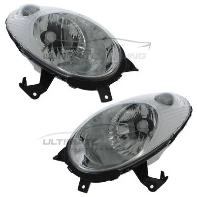 Par de faros delanteros cromados izquierda y derecha para Nissan Micra K12 2003-2007 Foto 1 de 4