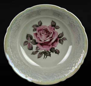 Vintage White  Porcelain China Bowl With Rose Pattern  Germany  9" - Picture 1 of 5