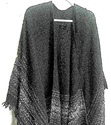 Western PONCHO Manta Mantón Envolvente Bufanda Negro Gris Blanco Cuadros Textura XXL NUEVO Foto 1 de 4