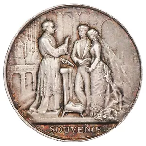 Francia - Medalla De Matrimonio - 1895 - Recuerdo - T.P R.M - Plata 950/1000 - Imagen 1 de 3