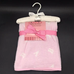 Carter's Baby Blanket Letters Pink Single Layer Watch the Wear Satin Trim - Picture 1 of 5