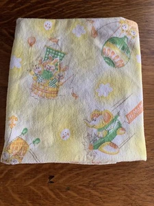 Vintage Dundee Receiving Blanket Yellow Elephants Bunnies Bears Giraffe Lion - Picture 1 of 10