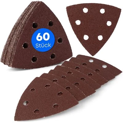 60 Piezas/Triángulos de Lijado Delta/6 Agujeros/93 x 93 mm/10 x Grano 40-60 cada uno... Foto 1 de 4