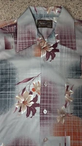 Vtg Sears Sportswear Button Up Shirt Grey Rust Burgundy Butterfly Collar Disco - Picture 1 of 23