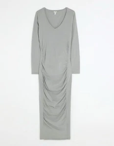BNWT River Island In Other Words Grey Ruched Bodycon Dress Size 10 (RRP £38) - Picture 1 of 10