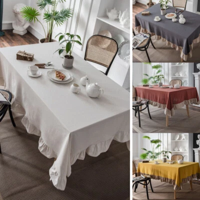Ruffles Kitchen Rectangle Tablecloth for Home Party Dining Room Table Cloth Cafe - Image 1 of 4