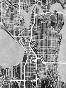 Poster - Seattle Map, Modern Abstract City Streets, 4 Sizes - Picture 1 of 25