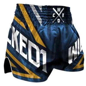 Wicked One District Muay Thai Shorts Blue Kickboxing Sparring Shorts Fight Short - Picture 1 of 2