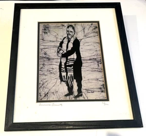 AMOS AMIT ARTIST SIGNED & NUMMERED 75/500 ART- WORK: EARLY 1900'S RABBI LITHO - Picture 1 of 6
