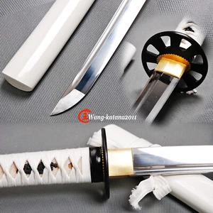 Espada japonesa afilada recta Hamon Samurai Wakizashi 1095 de acero lista para la batalla - Imagen 1 de 12